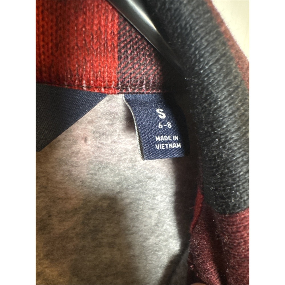 Lands' End Women's Red Black Buffalo Plaid‎ Fleece Shirt Jacket Snap Front Small - Picture 3 of 8